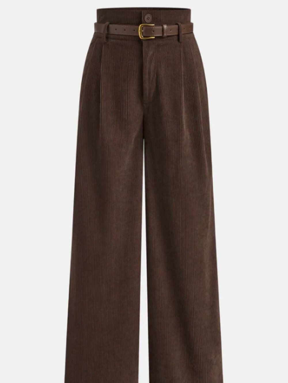 Commense Belted Corduroy High-Waist Pants - Size M